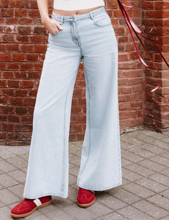 Jeans wide leg ultra large denim bleach femme
