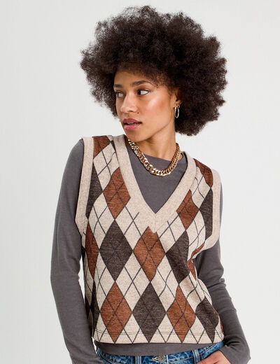 Pull sans manches sable femme