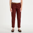 Pantalon chino 7/8&egrave;me marron femme