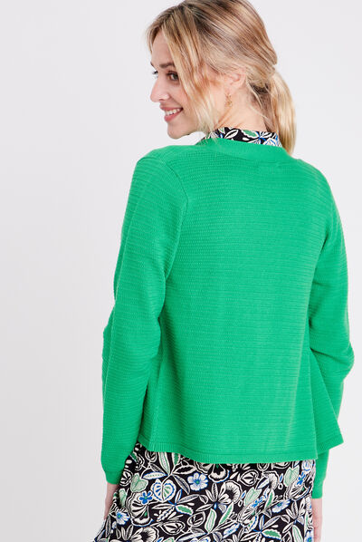 Gilet manches longues vert femme