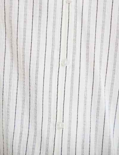 Blouse ample broderie manches 3/4 blanc femme
