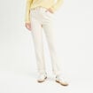 Pantalon straight velours ecru femme