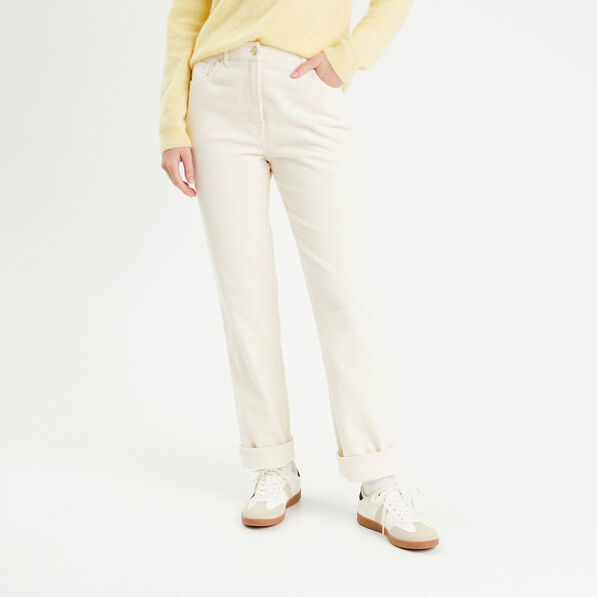 pantalon straight velours ecru femme Pantalon straight velours ecru femme