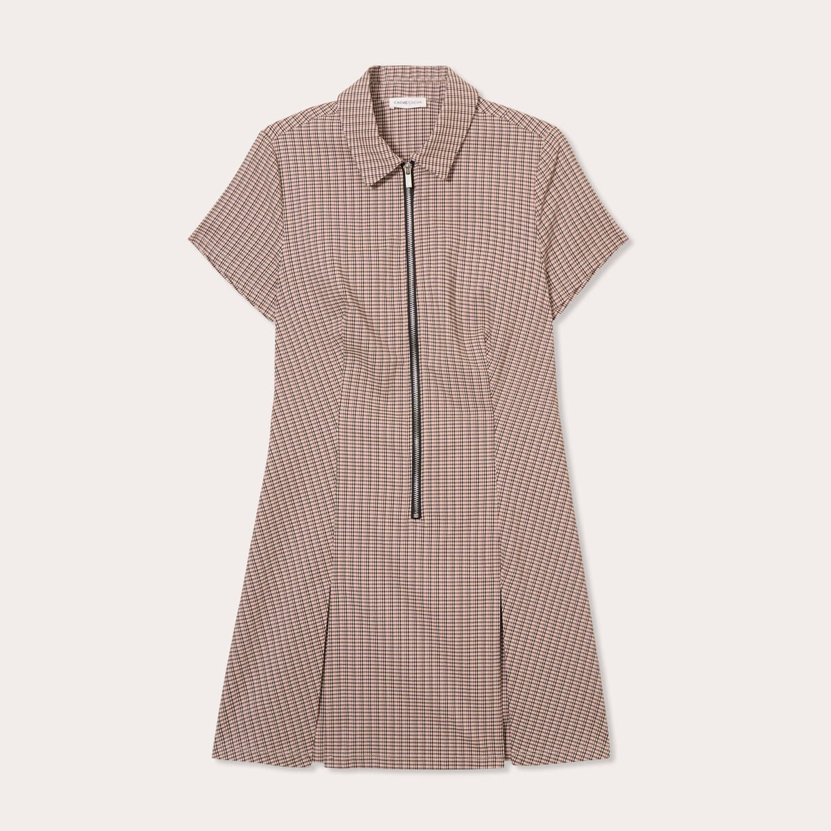 Robe patineuse zipp&eacute;e beige femme