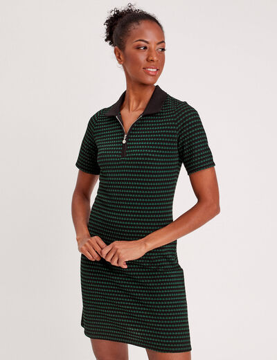 Robe moulante col polo vert femme