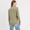 Chemise manches longues satin vert kaki femme