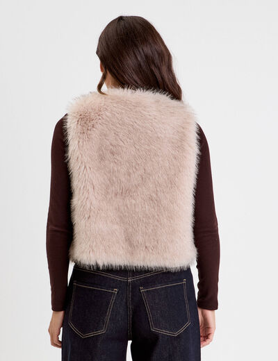 Gilet fausse fourrure sable femme