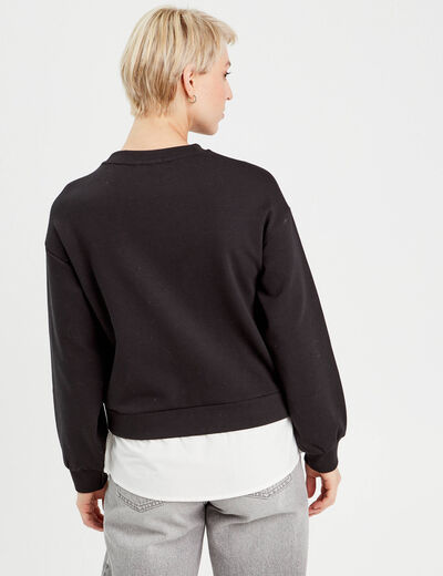 Sweat manches détails bijoux noir femme
