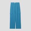 Pantalon city large cargo bleu pétrole femme