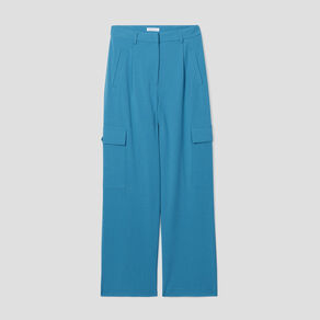 pantalon city large cargo bleu petrole femme Pantalon city large cargo bleu pétrole femme