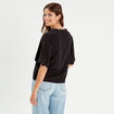 Blouse manches courtes brodée noir femme