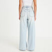 Jean wide leg taille haute Petite denim bleach femme