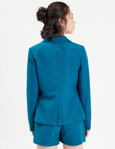 Veste blazer droite bleu canard femme