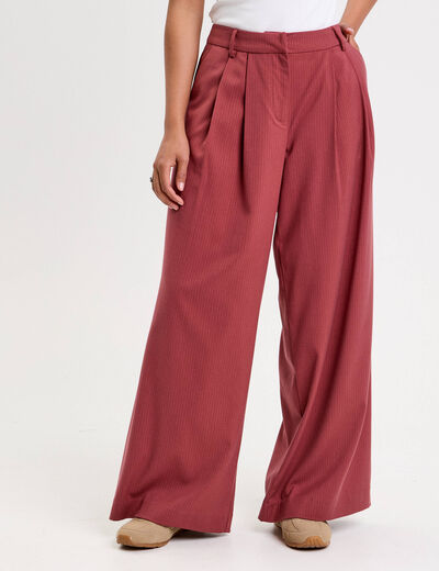 Pantalon large rouge fonc&eacute; femme