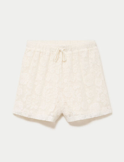 Short dentelle ecru femme