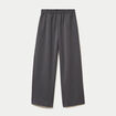 Pantalon large taille haute gris fonc&eacute; femme