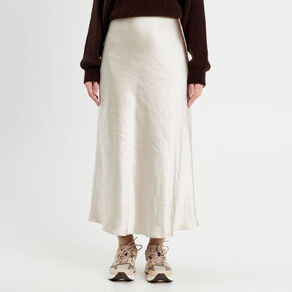 jupe midi droite satin beige femme Jupe midi droite satin beige femme