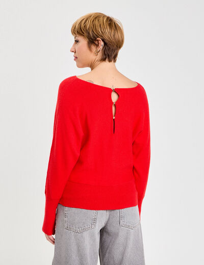 Pull manches chauves-souris rouge femme