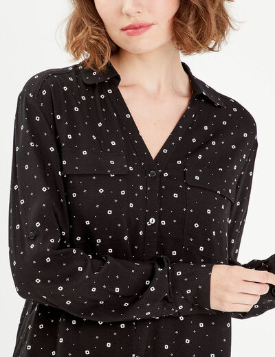 Chemise manches longues noir femme