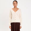 Gilet boutonn&eacute; avec col en V sable femme