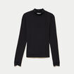 T-shirt ajust&eacute; col roul&eacute; dentelle noir femme