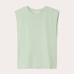 T-shirt col rond sans manches vert pastel femme