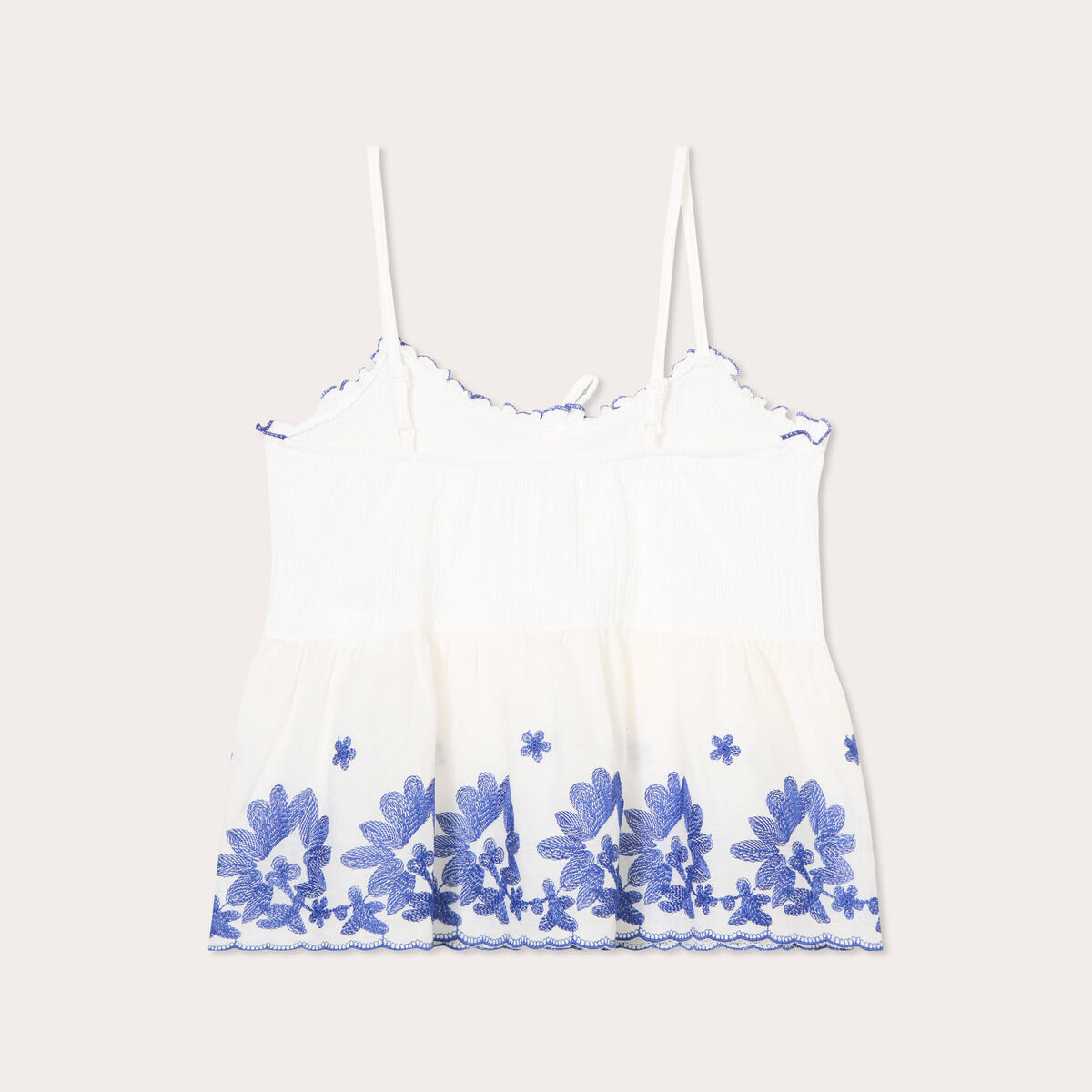 Débardeur brodé ecru femme