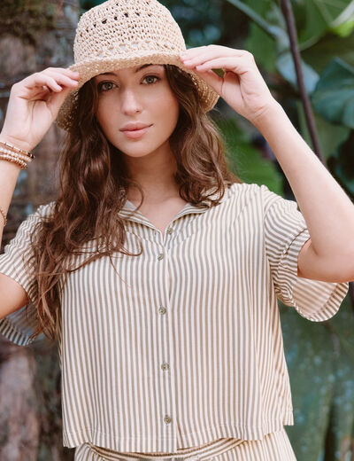 Chemise manches courtes jaune femme