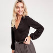 T-shirt cintré manches longues noir femme