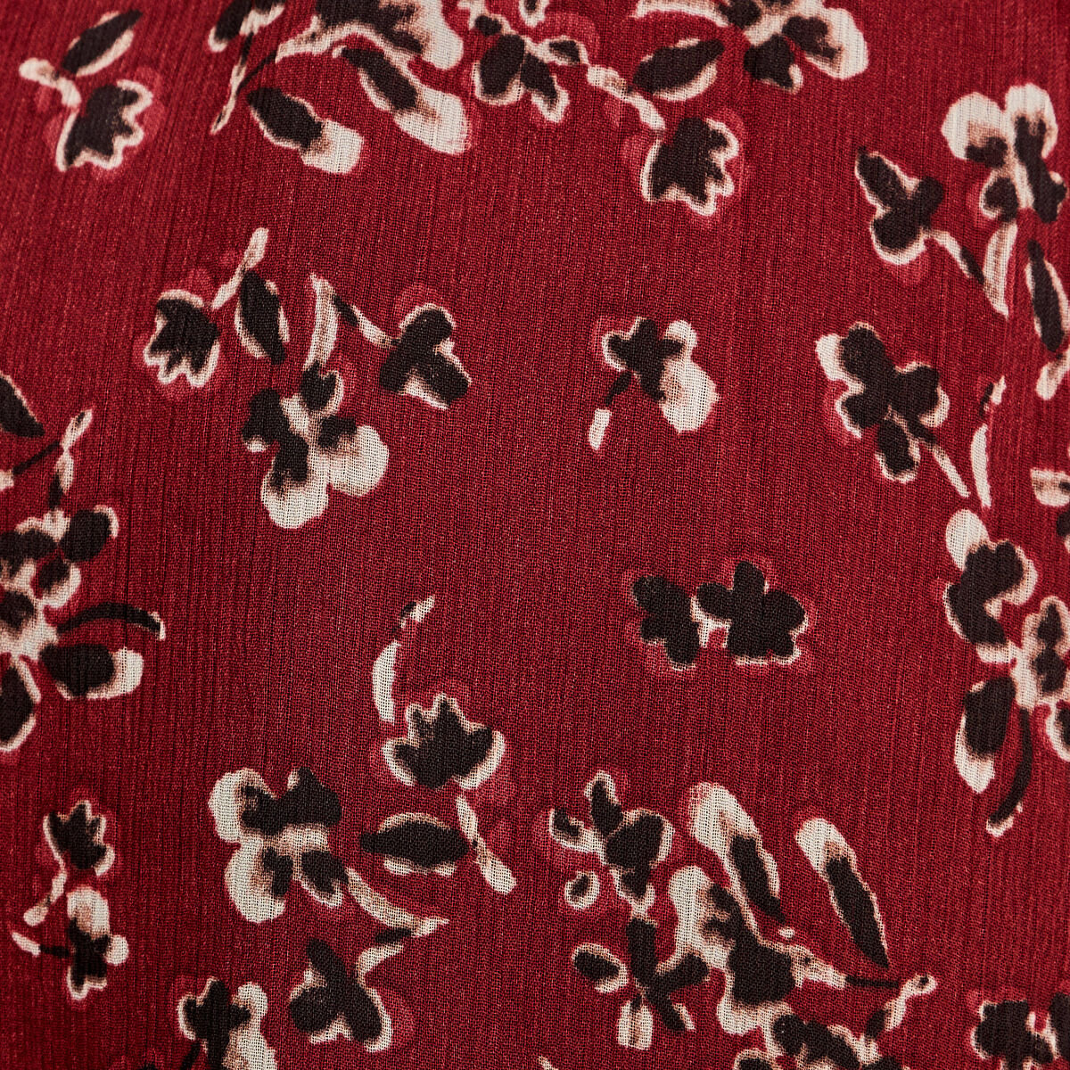 Robe évasée manches 3/4 bordeaux femme