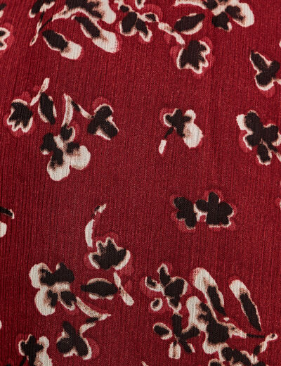 Robe évasée manches 3/4 bordeaux femme
