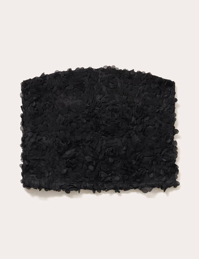Bustier cropped fleurs en relief noir femme