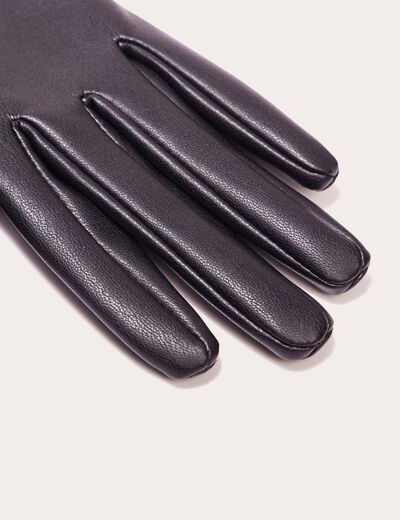 Gants simili cuir noir femme
