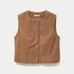 Gilet droit sans manches en velours camel femme