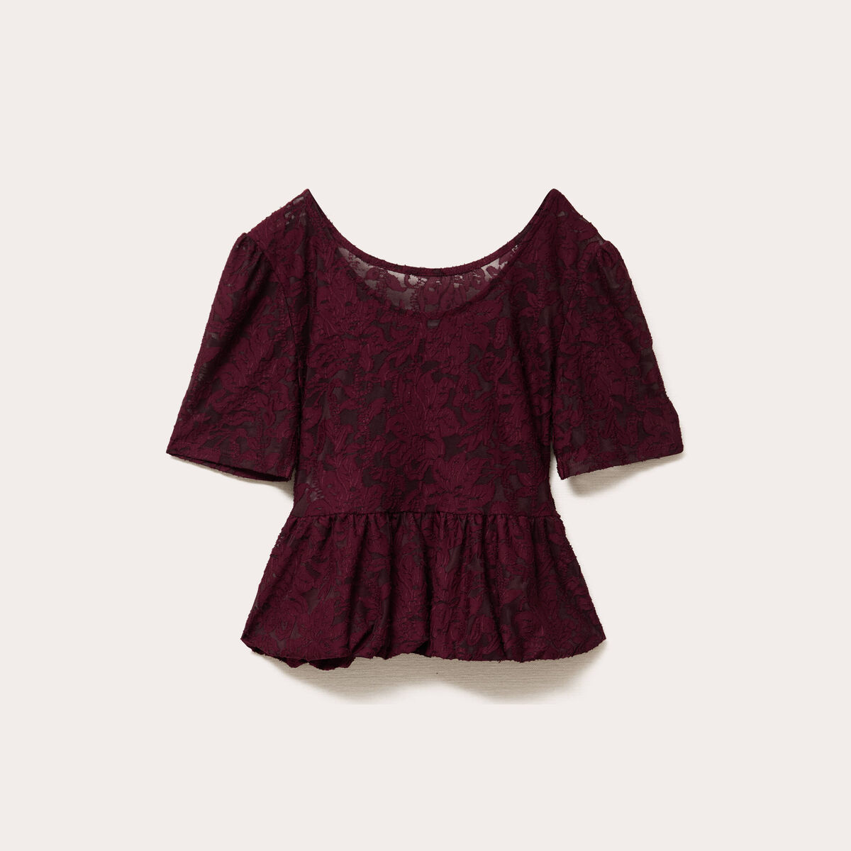 Blouse manches courtes rouge foncé femme