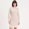 Robe pull droite col rond ivoire femme
