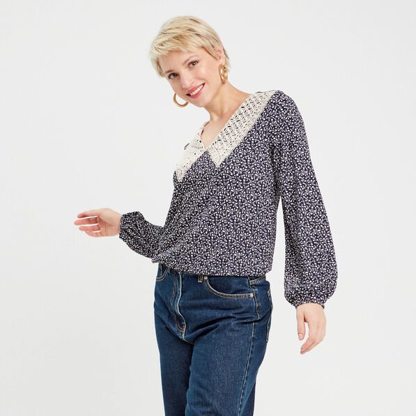 Blouse manches longues noir femme