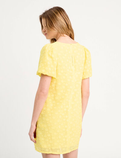 Robe droite manches courtes jaune pastel femme