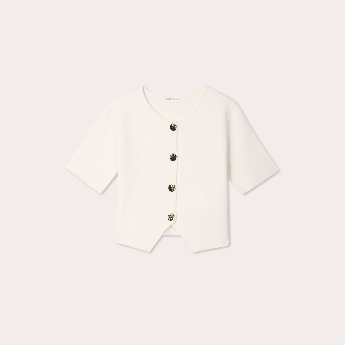 Gilet manches courtes ecru femme