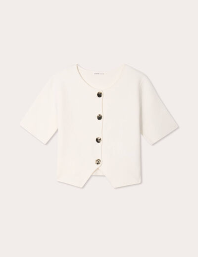 Gilet manches courtes ecru femme