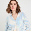 Chemise manches longues contenant du lin bleu femme