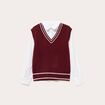 Pull 2-en-1 col en V rouge foncé femme