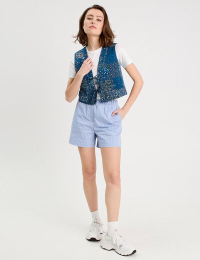 Short ajusté ecru femme