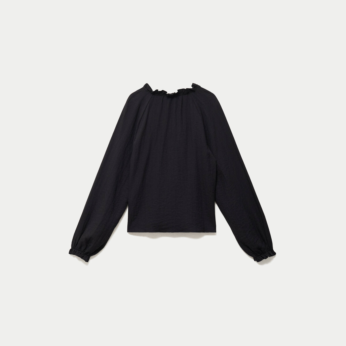 Blouse ample pliss&eacute;e manches longues noir femme