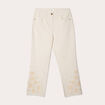 Pantalon large brodé 7/8ème ecru femme