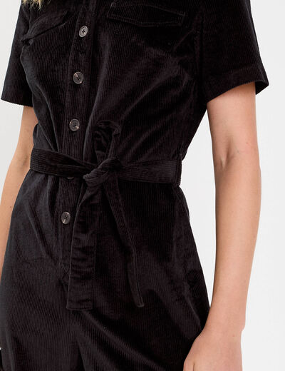 Combishort en velours noir femme
