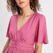 Robe évasée avec fronces vieux rose femme