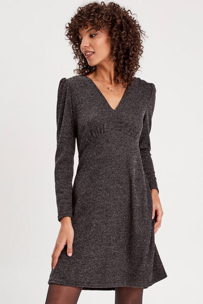 Robe pull patineuse gris foncé femme