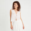 Blouse sans manches brodée blanc femme