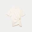 T-shirt &agrave; fronces avec bijou ecru femme